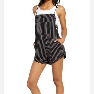 Billabong Black and White Striped Wild Pursuit Overalls